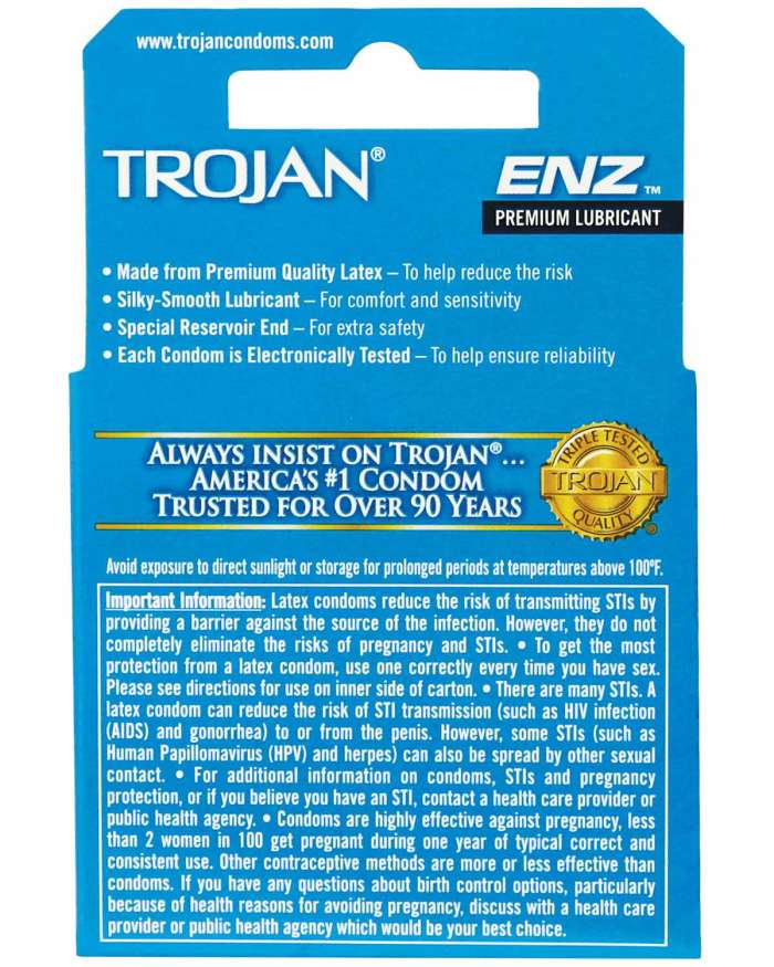 Trojan ENZ Lubricated Classic Design Latex Condoms