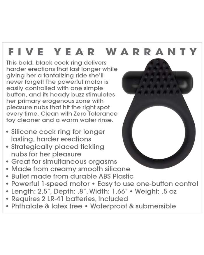 Zero Tolerance Black Knight Vibrating Cock Ring