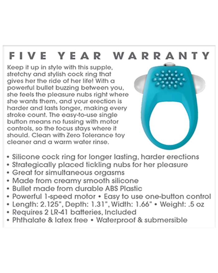 Zero Tolerance Teal Tickler Vibrating Cock Ring